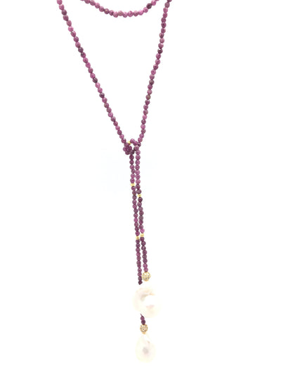 Iselia Necklace - Tourmaline/Baroque Pearls