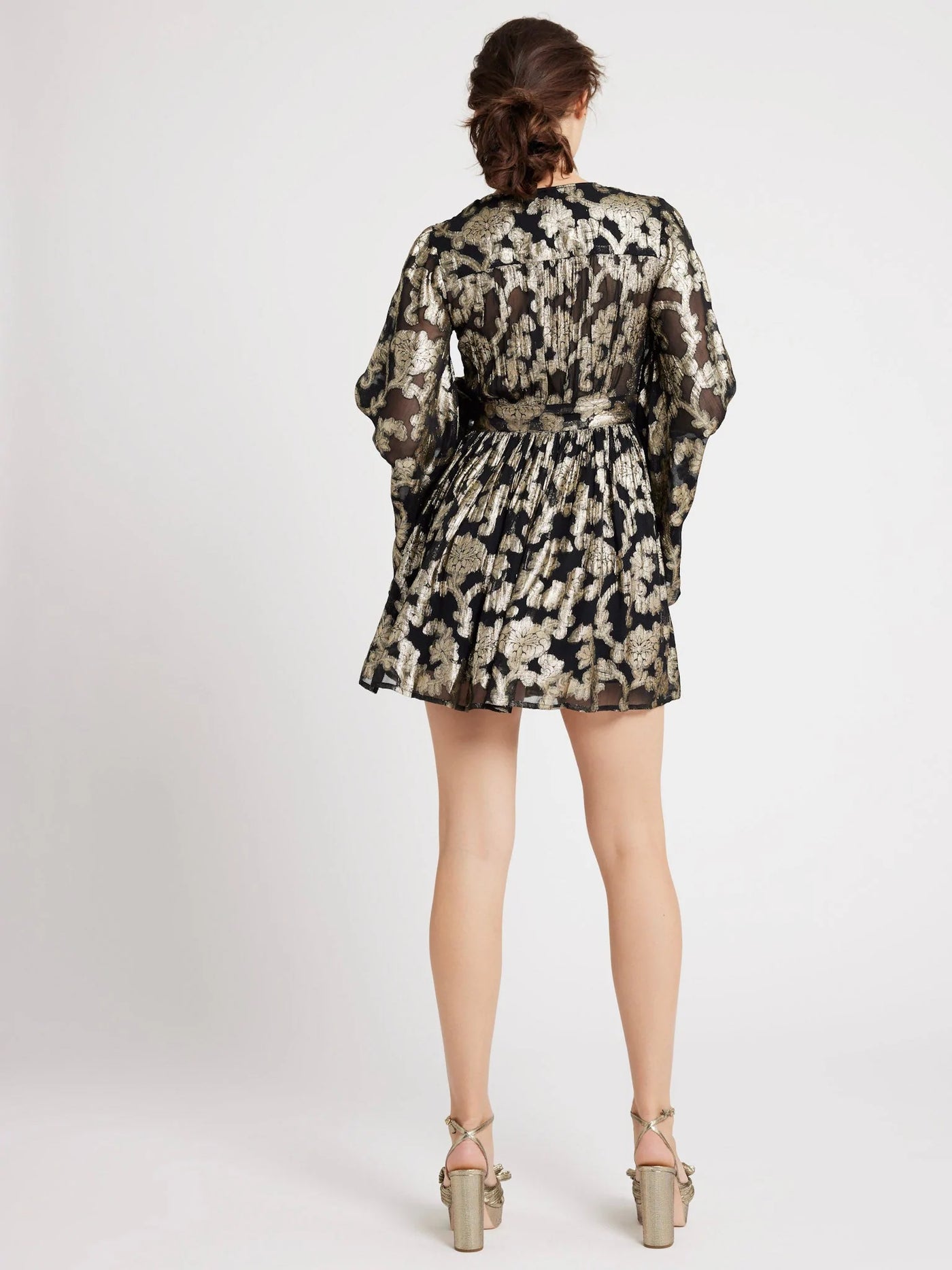 Goldie Dress - Black Gold Leaf