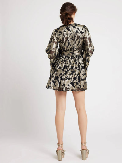 Goldie Dress - Black Gold Leaf