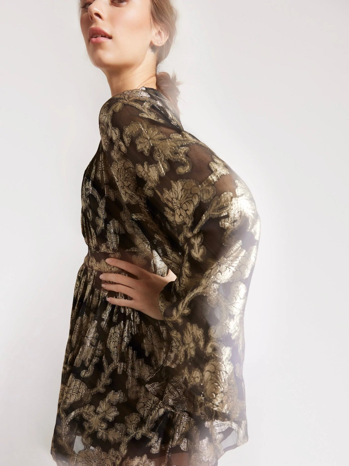Goldie Dress - Black Gold Leaf
