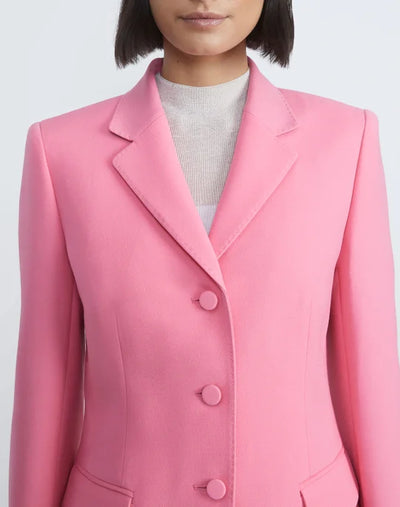 WOOL-SILK CREPE THREE-BUTTON ACADEMY BLAZER - Primrose