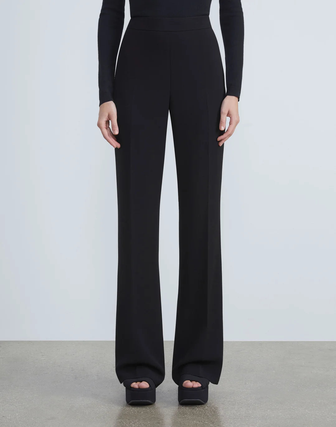 FINESSE CREPE GATES SIDE-ZIP FLARED PANT - Black