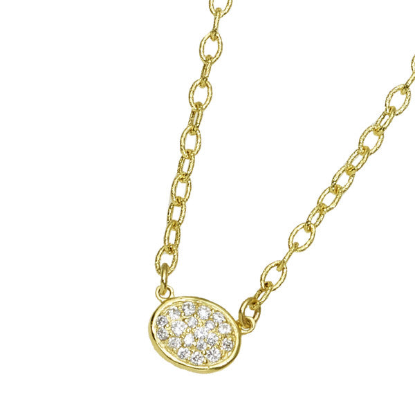 Small oval pave necklace with diamonds