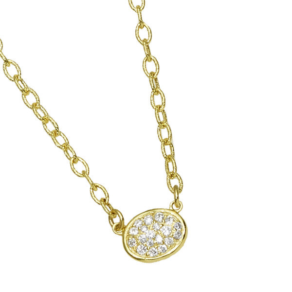 Small oval pave necklace with diamonds