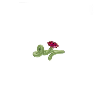 Baby Vine Tendril Ring - Green/Corundum